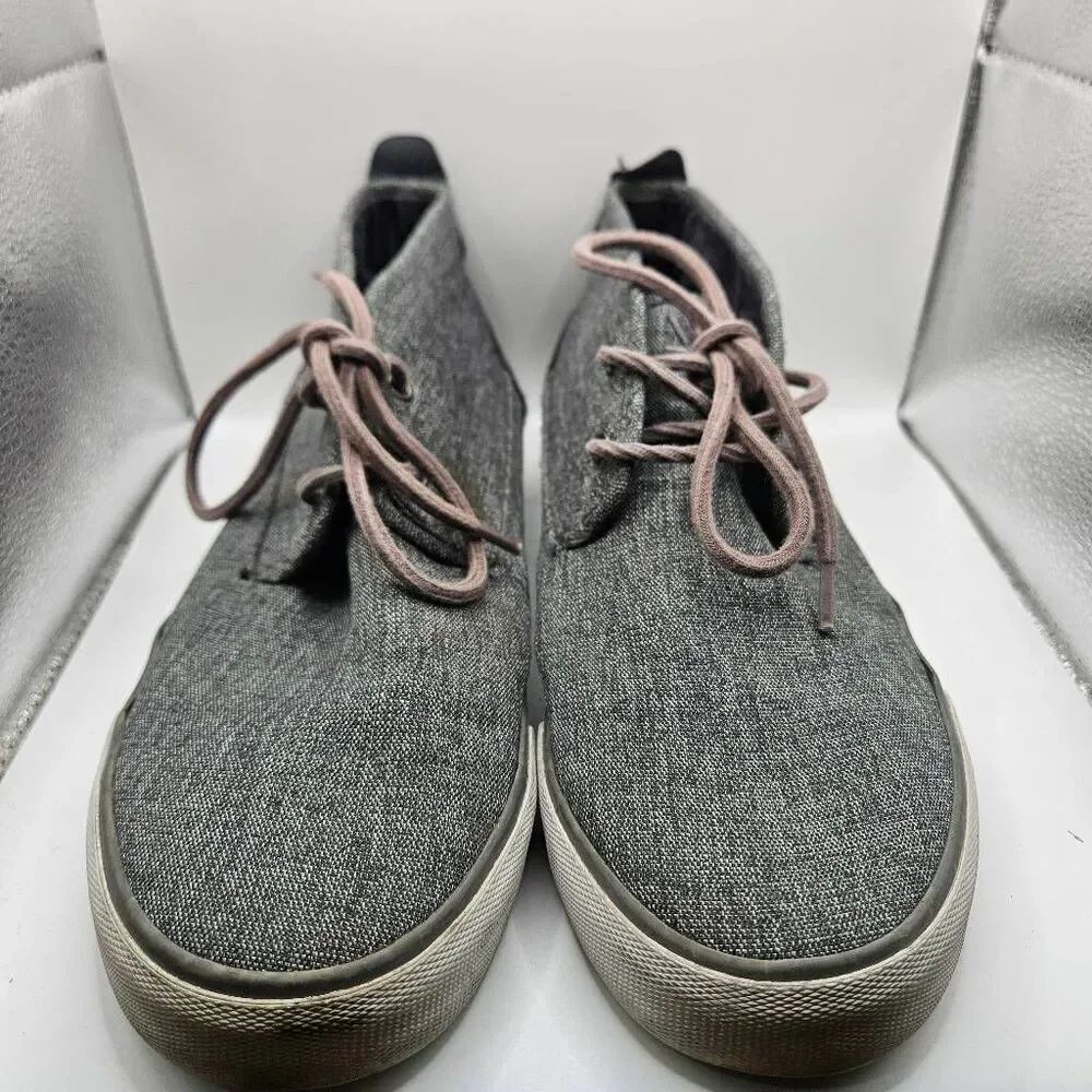 Andrew Marc Mens Reade Textile Chukka Fashion Sneakers Charcoal/Whte Size 9.5